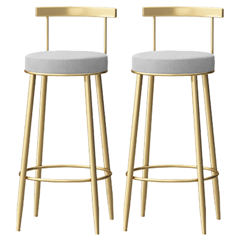 Glam Style Backrest Counter Stool Iron Cafe Bar Stool with Velvet Cushion and Pedal Gray 2 Piece Set Clearhalo 'Bar Furniture' 'Bar Stools' 'bar_stools' 'furn' 'furn_bar_stools' 'Furniture' 'furniture_bar_stools' 'Kitchen & Dining Furniture' 5044649