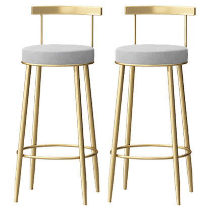 Glam Style Backrest Counter Stool Iron Cafe Bar Stool with Velvet Cushion and Pedal Gray 2 Piece Set Clearhalo 'Bar Furniture' 'Bar Stools' 'bar_stools' 'furn' 'furn_bar_stools' 'Furniture' 'furniture_bar_stools' 'Kitchen & Dining Furniture' 5044649