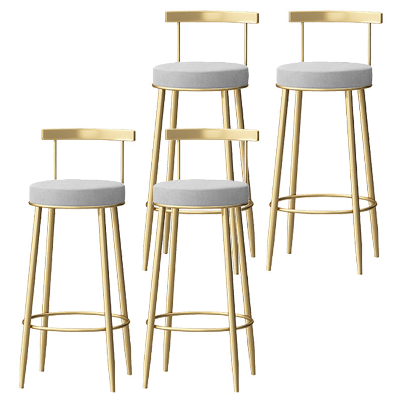 Glam Style Backrest Counter Stool Iron Cafe Bar Stool with Velvet Cushion and Pedal Gray 4 Piece Set Clearhalo 'Bar Furniture' 'Bar Stools' 'bar_stools' 'furn' 'furn_bar_stools' 'Furniture' 'furniture_bar_stools' 'Kitchen & Dining Furniture' 5044650