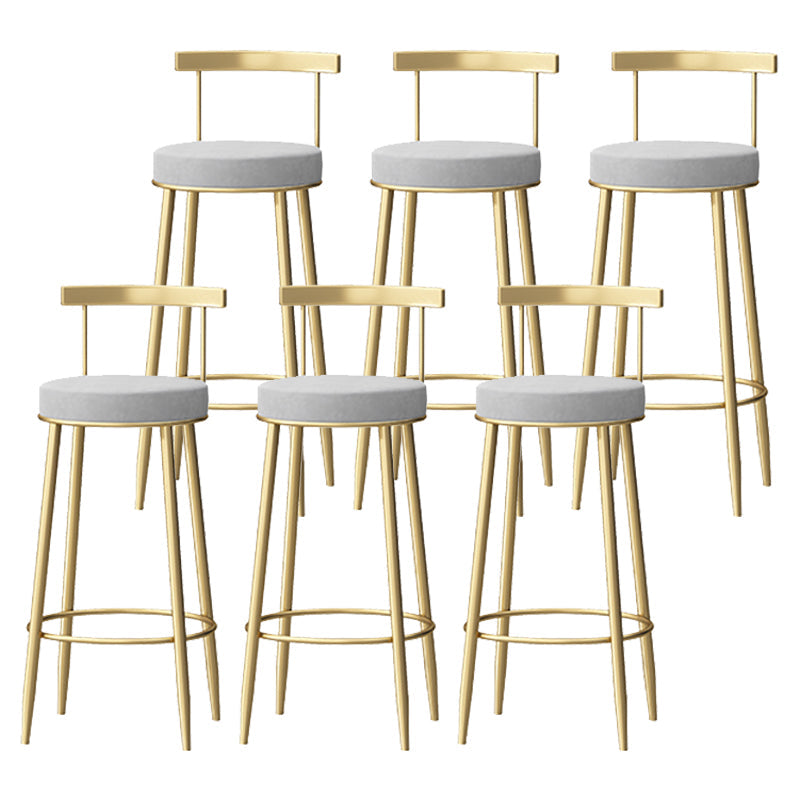 Glam Style Backrest Counter Stool Iron Cafe Bar Stool with Velvet Cushion and Pedal Gray 6 Piece Set Clearhalo 'Bar Furniture' 'Bar Stools' 'bar_stools' 'furn' 'furn_bar_stools' 'Furniture' 'furniture_bar_stools' 'Kitchen & Dining Furniture' 5044652