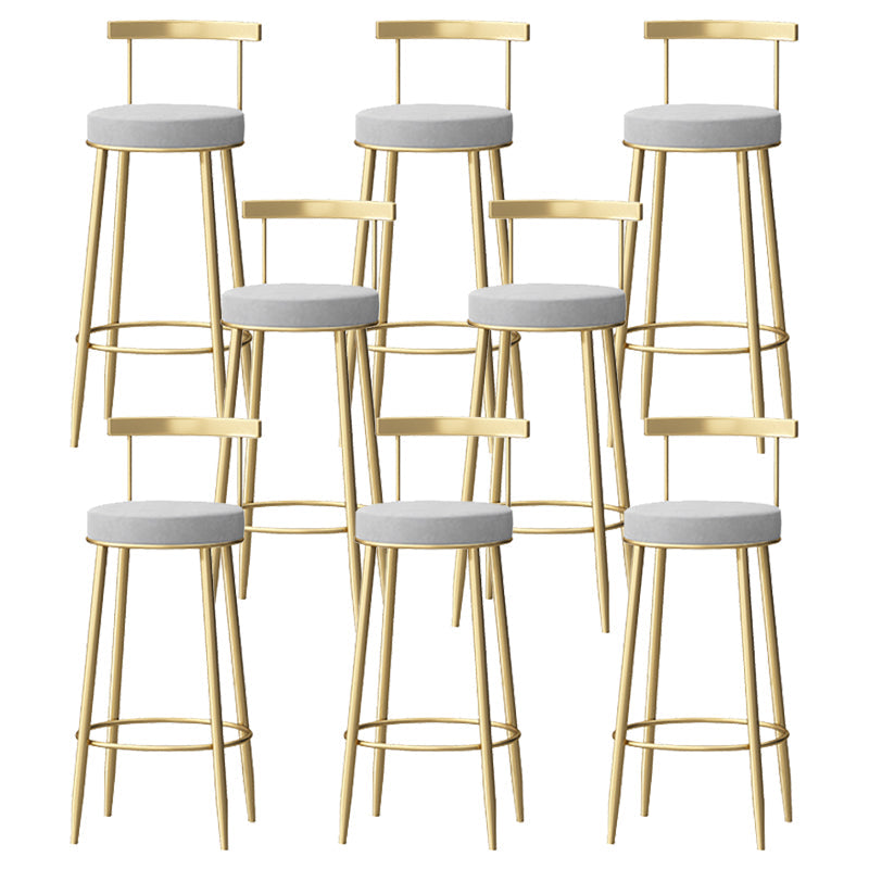 Glam Style Backrest Counter Stool Iron Cafe Bar Stool with Velvet Cushion and Pedal Gray 8 Piece Set Clearhalo 'Bar Furniture' 'Bar Stools' 'bar_stools' 'furn' 'furn_bar_stools' 'Furniture' 'furniture_bar_stools' 'Kitchen & Dining Furniture' 5044655