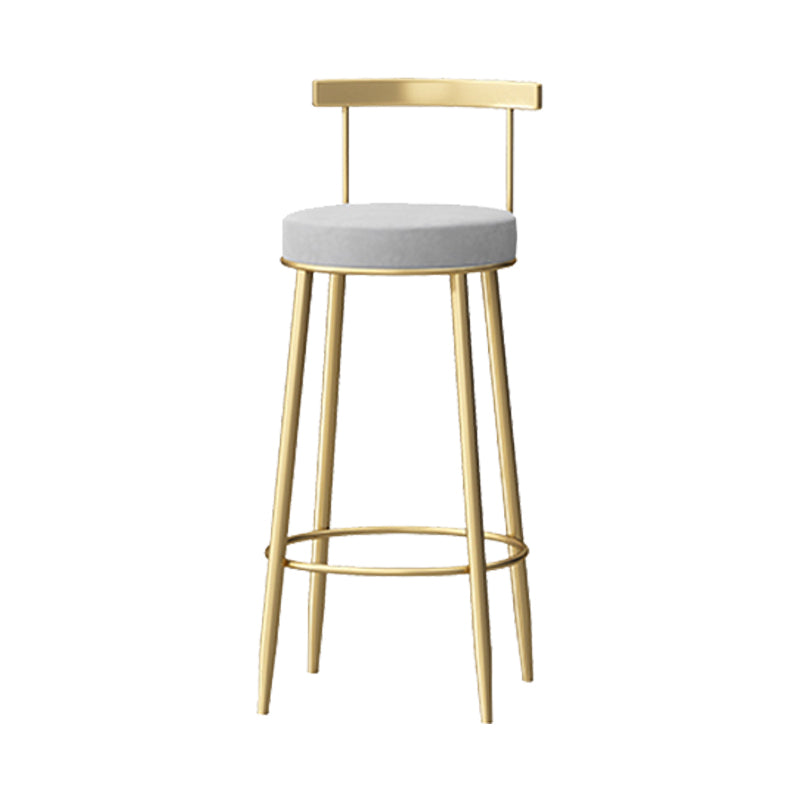 Glam Style Backrest Counter Stool Iron Cafe Bar Stool with Velvet Cushion and Pedal Clearhalo 'Bar Furniture' 'Bar Stools' 'bar_stools' 'furn' 'furn_bar_stools' 'Furniture' 'furniture_bar_stools' 'Kitchen & Dining Furniture' 5044656