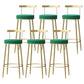 Glam Style Backrest Counter Stool Iron Cafe Bar Stool with Velvet Cushion and Pedal Green 6 Piece Set Clearhalo 'Bar Furniture' 'Bar Stools' 'bar_stools' 'furn' 'furn_bar_stools' 'Furniture' 'furniture_bar_stools' 'Kitchen & Dining Furniture' 5044660