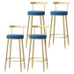 Glam Style Backrest Counter Stool Iron Cafe Bar Stool with Velvet Cushion and Pedal Blue 4 Piece Set Clearhalo 'Bar Furniture' 'Bar Stools' 'bar_stools' 'furn' 'furn_bar_stools' 'Furniture' 'furniture_bar_stools' 'Kitchen & Dining Furniture' 5044665