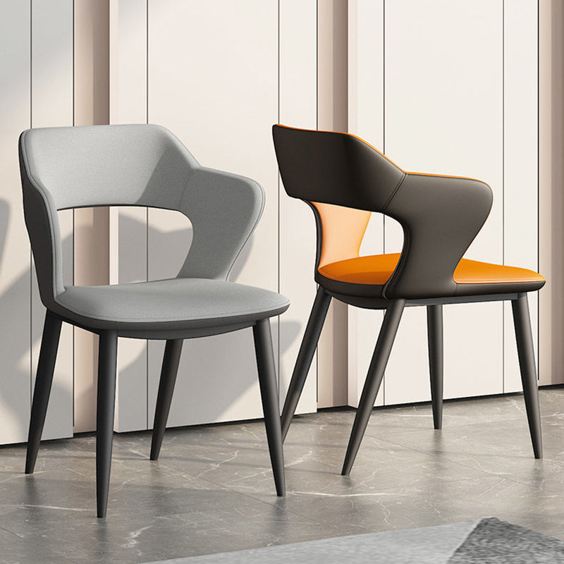 Metal Contemporary Dining Chair with Arms Matte Finish Open Back Dining Side Chair Clearhalo 'Dining Chairs' 'Dining Tables & Seating' 'dining_chair' 'furn' 'furn_dining_chair' 'Furniture' 'furniture_dining_chair' 'Kitchen & Dining Furniture' 5044741