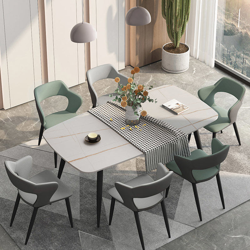 Metal Contemporary Dining Chair with Arms Matte Finish Open Back Dining Side Chair Clearhalo 'Dining Chairs' 'Dining Tables & Seating' 'dining_chair' 'furn' 'furn_dining_chair' 'Furniture' 'furniture_dining_chair' 'Kitchen & Dining Furniture' 5044745