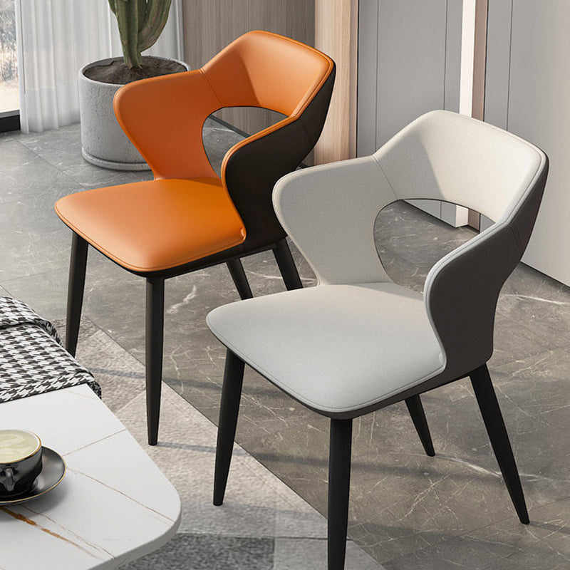 Metal Contemporary Dining Chair with Arms Matte Finish Open Back Dining Side Chair Clearhalo 'Dining Chairs' 'Dining Tables & Seating' 'dining_chair' 'furn' 'furn_dining_chair' 'Furniture' 'furniture_dining_chair' 'Kitchen & Dining Furniture' 5044765