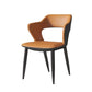 Metal Contemporary Dining Chair with Arms Matte Finish Open Back Dining Side Chair Orange Faux Leather 1 Piece Clearhalo 'Dining Chairs' 'Dining Tables & Seating' 'dining_chair' 'furn' 'furn_dining_chair' 'Furniture' 'furniture_dining_chair' 'Kitchen & Dining Furniture' 5044769