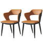 Metal Contemporary Dining Chair with Arms Matte Finish Open Back Dining Side Chair Orange Faux Leather 2 Piece Set Clearhalo 'Dining Chairs' 'Dining Tables & Seating' 'dining_chair' 'furn' 'furn_dining_chair' 'Furniture' 'furniture_dining_chair' 'Kitchen & Dining Furniture' 5044770