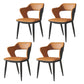 Metal Contemporary Dining Chair with Arms Matte Finish Open Back Dining Side Chair Orange Faux Leather 4 Piece Set Clearhalo 'Dining Chairs' 'Dining Tables & Seating' 'dining_chair' 'furn' 'furn_dining_chair' 'Furniture' 'furniture_dining_chair' 'Kitchen & Dining Furniture' 5044771