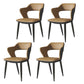 Metal Contemporary Dining Chair with Arms Matte Finish Open Back Dining Side Chair Coffee Faux Leather 4 Piece Set Clearhalo 'Dining Chairs' 'Dining Tables & Seating' 'dining_chair' 'furn' 'furn_dining_chair' 'Furniture' 'furniture_dining_chair' 'Kitchen & Dining Furniture' 5044774