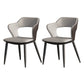 Metal Contemporary Dining Chair with Arms Matte Finish Open Back Dining Side Chair Grey Leather 2 Piece Set Clearhalo 'Dining Chairs' 'Dining Tables & Seating' 'dining_chair' 'furn' 'furn_dining_chair' 'Furniture' 'furniture_dining_chair' 'Kitchen & Dining Furniture' 5044776