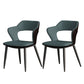 Metal Contemporary Dining Chair with Arms Matte Finish Open Back Dining Side Chair Green Leather 2 Piece Set Clearhalo 'Dining Chairs' 'Dining Tables & Seating' 'dining_chair' 'furn' 'furn_dining_chair' 'Furniture' 'furniture_dining_chair' 'Kitchen & Dining Furniture' 5044782