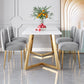 Glam Iron Dinette Set 1/2/5 Pieces Rectangle White Sintered Stone Top Dining Table Set 5 Pieces: Table, 4 Grey Chairs Clearhalo 'Dining Room Sets' 'Dining Tables & Seating' 'dining_room_set' 'furn' 'furn_dining_room_set' 'Furniture' 'furniture_dining_room_set' 'Kitchen & Dining Furniture' 5044787