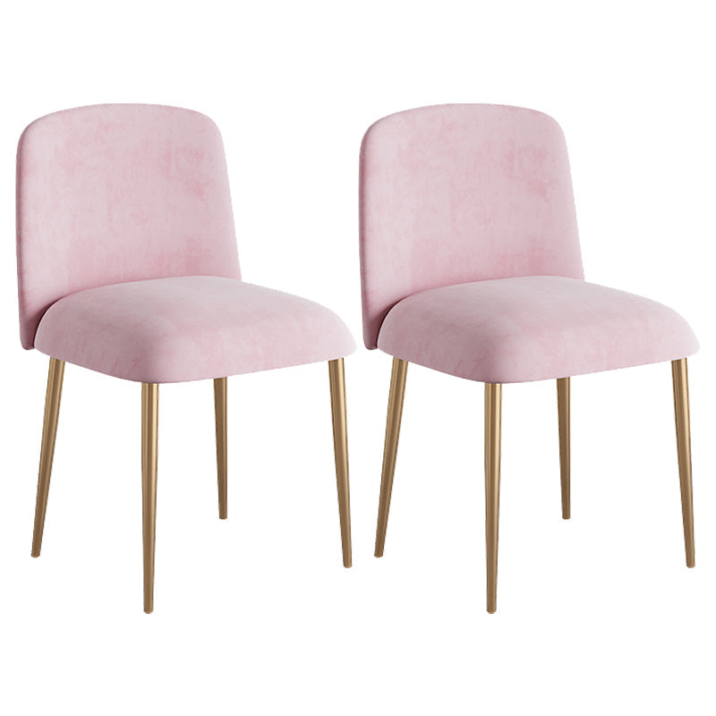 Glam Iron Dinette Set 1/2/5 Pieces Rectangle White Sintered Stone Top Dining Table Set 2 Pink Chairs Clearhalo 'Dining Room Sets' 'Dining Tables & Seating' 'dining_room_set' 'furn' 'furn_dining_room_set' 'Furniture' 'furniture_dining_room_set' 'Kitchen & Dining Furniture' 5044793