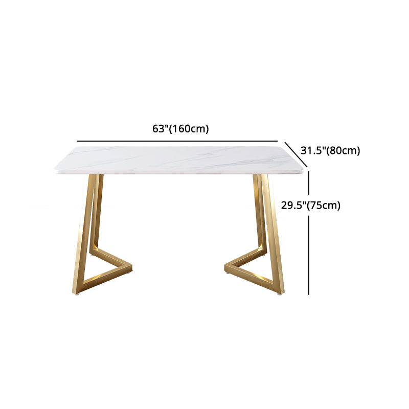 Glam Iron Dinette Set 1/2/5 Pieces Rectangle White Sintered Stone Top Dining Table Set Clearhalo 'Dining Room Sets' 'Dining Tables & Seating' 'dining_room_set' 'furn' 'furn_dining_room_set' 'Furniture' 'furniture_dining_room_set' 'Kitchen & Dining Furniture' 5044803