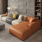 Modern Loose Back Sofa & Chaise 137.8"L*66.93"W*23.62"H Faux Leather Recessed Arm Sofa Orange Right Clearhalo 'furn' 'furn_sectionals' 'Furniture' 'furniture_sectionals' 'Living Room Furniture' 'Sectionals' 5045356