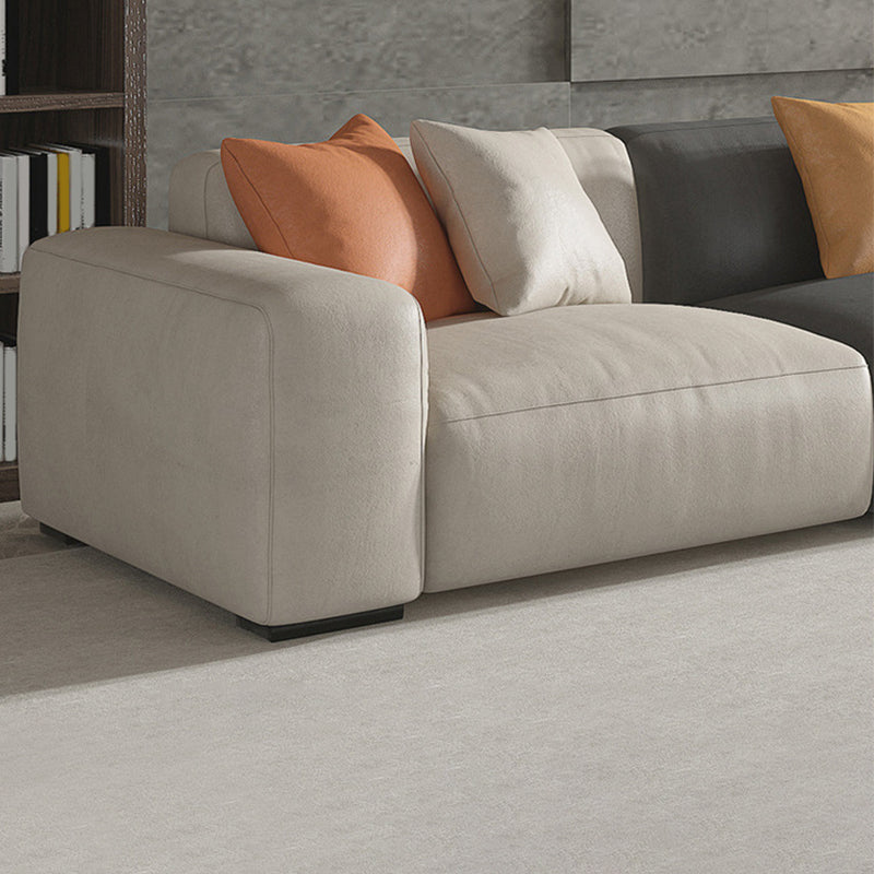 Modern Loose Back Sofa & Chaise 137.8"L*66.93"W*23.62"H Faux Leather Recessed Arm Sofa Clearhalo 'furn' 'furn_sectionals' 'Furniture' 'furniture_sectionals' 'Living Room Furniture' 'Sectionals' 5045360