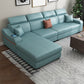 Contemporary Faux Leather/Fabric L-Shape Sofa with Pillow Top Arm Sky Blue Clearhalo 'furn' 'furn_sectionals' 'Furniture' 'furniture_sectionals' 'Living Room Furniture' 'Sectionals' 5045408
