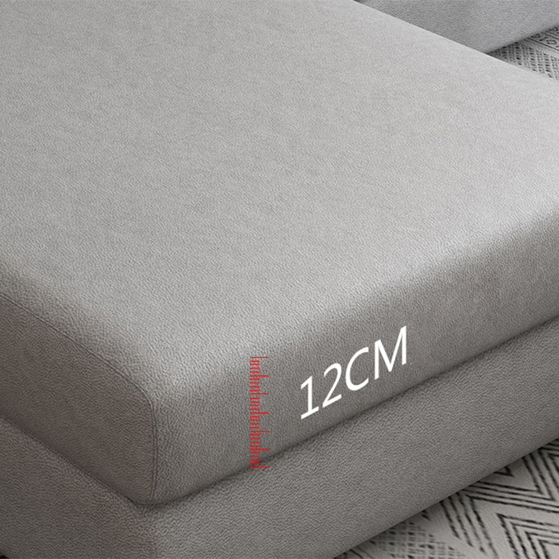 Contemporary Faux Leather/Fabric L-Shape Sofa with Pillow Top Arm Clearhalo 'furn' 'furn_sectionals' 'Furniture' 'furniture_sectionals' 'Living Room Furniture' 'Sectionals' 5045413