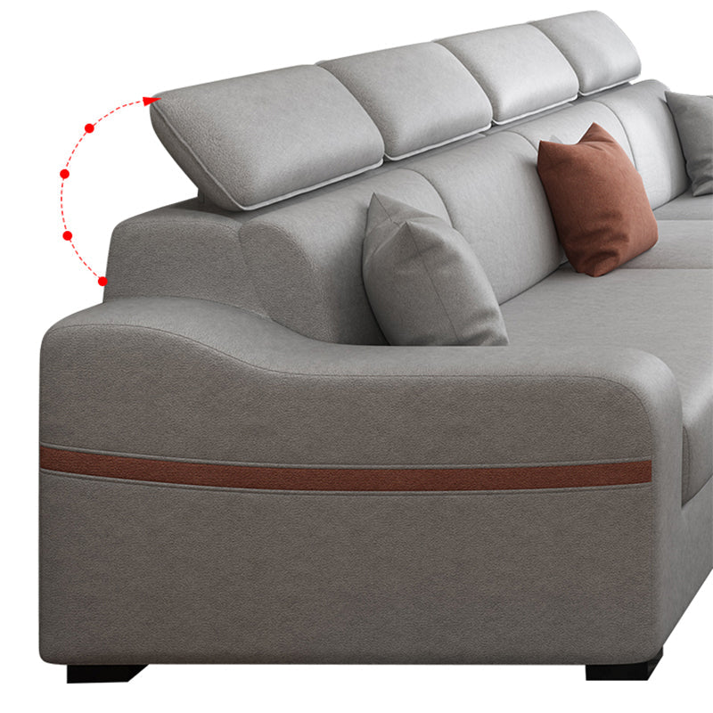 Contemporary Faux Leather/Fabric L-Shape Sofa with Pillow Top Arm Clearhalo 'furn' 'furn_sectionals' 'Furniture' 'furniture_sectionals' 'Living Room Furniture' 'Sectionals' 5045414