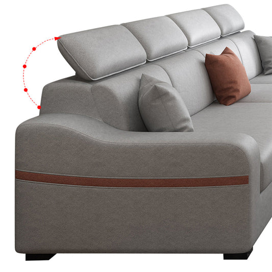 Contemporary Faux Leather/Fabric L-Shape Sofa with Pillow Top Arm Clearhalo 'furn' 'furn_sectionals' 'Furniture' 'furniture_sectionals' 'Living Room Furniture' 'Sectionals' 5045414