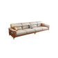 Modern Faux Leather Beige Sofa with Pillow Top Arm for Living Room Clearhalo 'furn' 'furn_sectionals' 'Furniture' 'furniture_sectionals' 'Living Room Furniture' 'Sectionals' 5045425