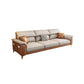 Modern Faux Leather Beige Sofa with Pillow Top Arm for Living Room Clearhalo 'furn' 'furn_sectionals' 'Furniture' 'furniture_sectionals' 'Living Room Furniture' 'Sectionals' 5045426