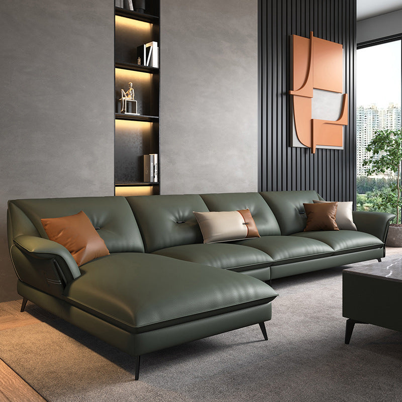 Orange/grey/green/off-white Sectional Sponge/latex Padded Armchair with Pillowback Green Clearhalo 'furn' 'furn_sectionals' 'Furniture' 'furniture_sectionals' 'Living Room Furniture' 'Sectionals' 5045462