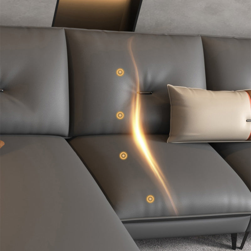 Orange/grey/green/off-white Sectional Sponge/latex Padded Armchair with Pillowback Clearhalo 'furn' 'furn_sectionals' 'Furniture' 'furniture_sectionals' 'Living Room Furniture' 'Sectionals' 5045467