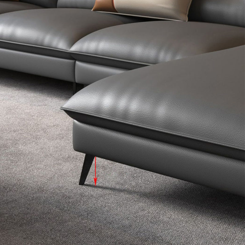 Orange/grey/green/off-white Sectional Sponge/latex Padded Armchair with Pillowback Clearhalo 'furn' 'furn_sectionals' 'Furniture' 'furniture_sectionals' 'Living Room Furniture' 'Sectionals' 5045468