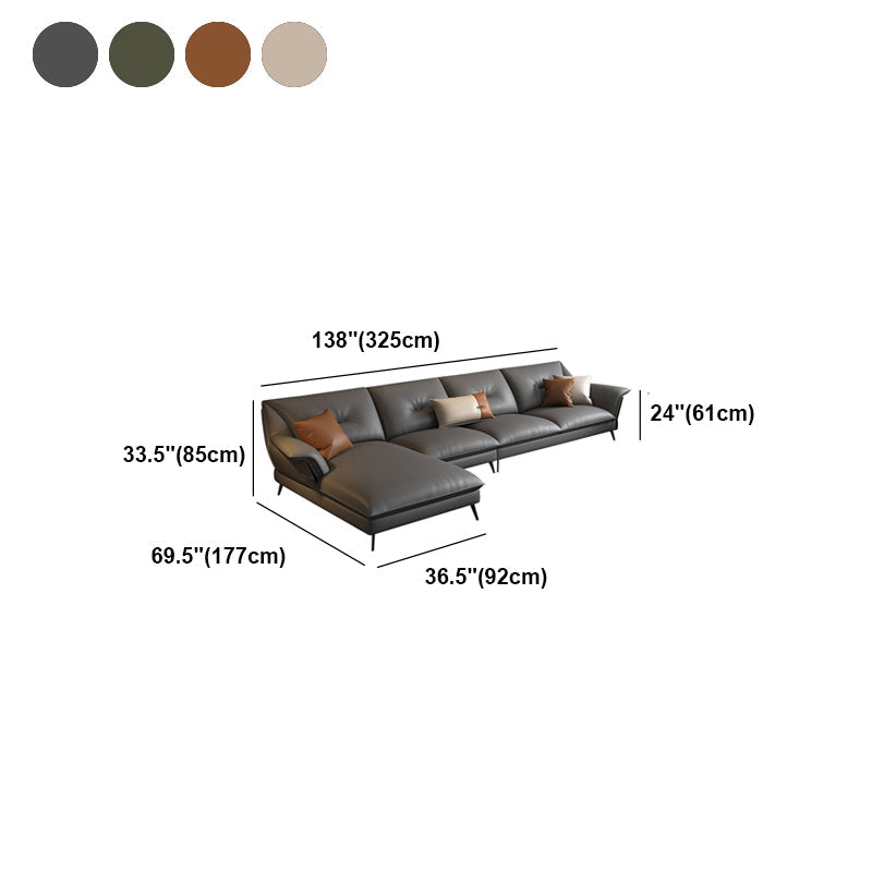 Orange/grey/green/off-white Sectional Sponge/latex Padded Armchair with Pillowback Clearhalo 'furn' 'furn_sectionals' 'Furniture' 'furniture_sectionals' 'Living Room Furniture' 'Sectionals' 5045469