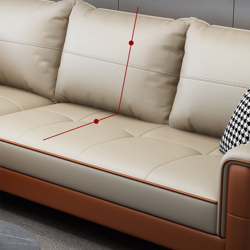 Faux Leather Modern Recessed Arm Sofa 134.6*66.9*38.2 Loose Back Sofa & Chaise Clearhalo 'furn' 'furn_sectionals' 'Furniture' 'furniture_sectionals' 'Living Room Furniture' 'Sectionals' 5045482