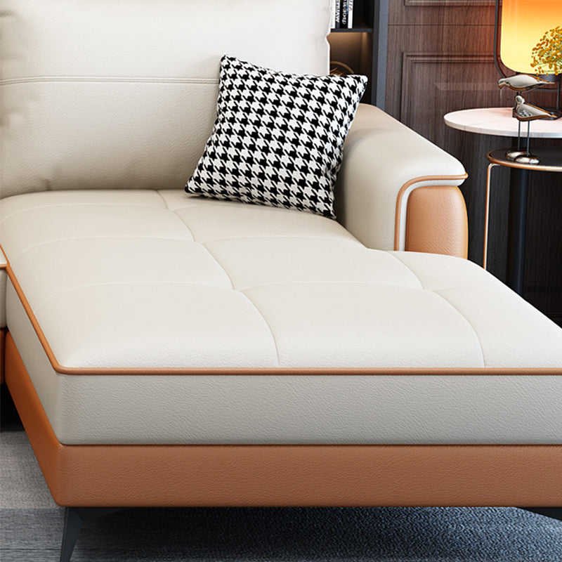 Faux Leather Modern Recessed Arm Sofa 134.6*66.9*38.2 Loose Back Sofa & Chaise Clearhalo 'furn' 'furn_sectionals' 'Furniture' 'furniture_sectionals' 'Living Room Furniture' 'Sectionals' 5045483