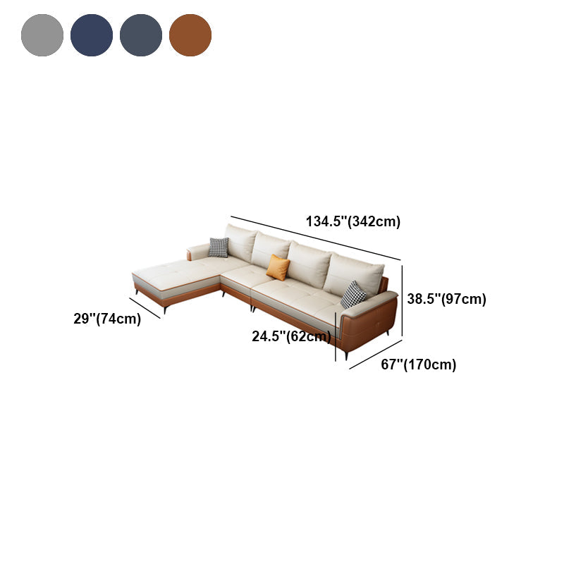Faux Leather Modern Recessed Arm Sofa 134.6*66.9*38.2 Loose Back Sofa & Chaise Clearhalo 'furn' 'furn_sectionals' 'Furniture' 'furniture_sectionals' 'Living Room Furniture' 'Sectionals' 5045485