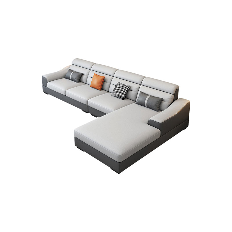 Contemporary Faux Feather Sofa & Chaise with Pillows for Living Room Clearhalo 'furn' 'furn_sectionals' 'Furniture' 'furniture_sectionals' 'Living Room Furniture' 'Sectionals' 5045493