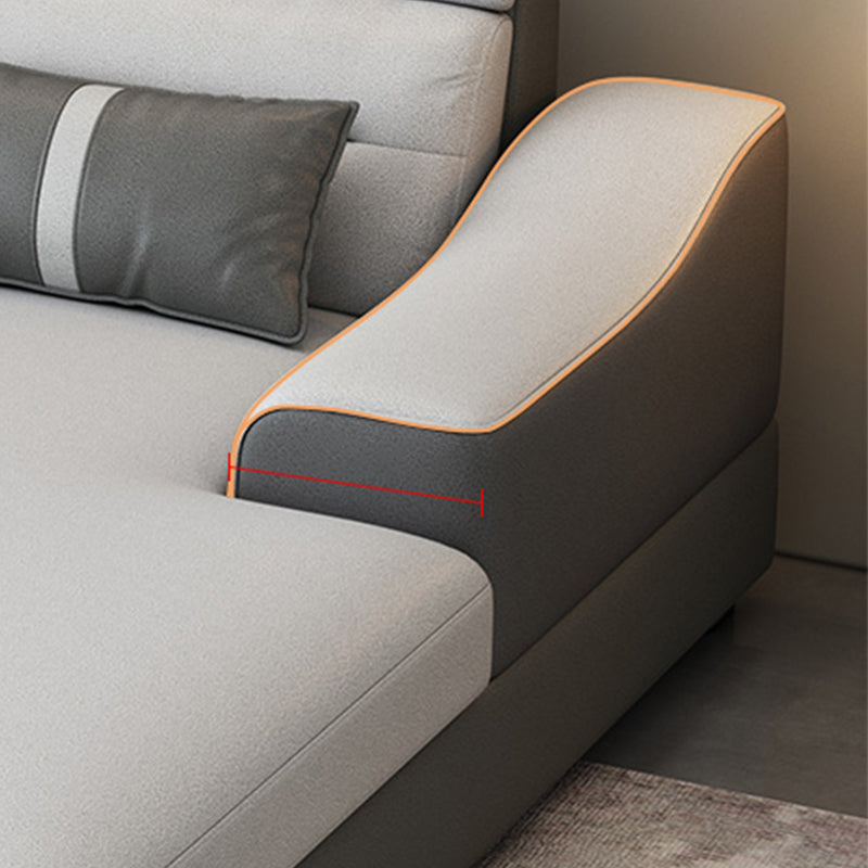 Contemporary Faux Feather Sofa & Chaise with Pillows for Living Room Clearhalo 'furn' 'furn_sectionals' 'Furniture' 'furniture_sectionals' 'Living Room Furniture' 'Sectionals' 5045494