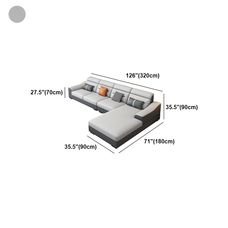 Contemporary Faux Feather Sofa & Chaise with Pillows for Living Room Clearhalo 'furn' 'furn_sectionals' 'Furniture' 'furniture_sectionals' 'Living Room Furniture' 'Sectionals' 5045500