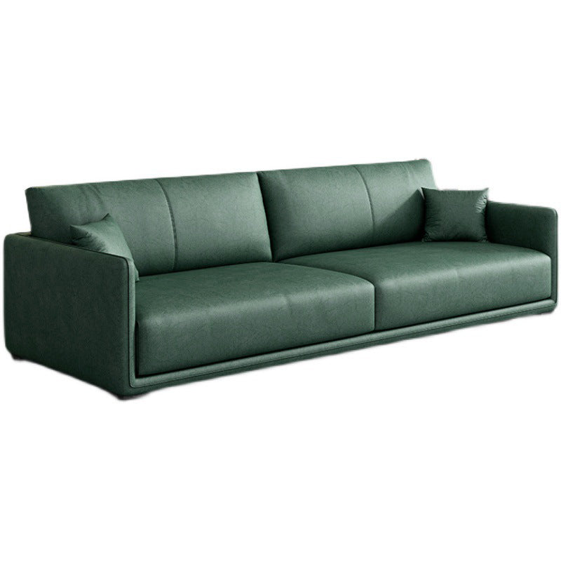 Faux Leather Sofa 83.07" W x 35.43" D x 29.52" H Square Arm Sofa for Living Room Green Latex Clearhalo 'furn' 'furn_sofas' 'Furniture' 'furniture_sofas' 'Living Room Furniture' 'Sofa' 'sofas' 5045536
