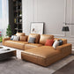 Faux Leather Loose Back Sofa & Chaise 137.8*74*31.5 Recessed Arm Sofa Orange Right Clearhalo 'furn' 'furn_sectionals' 'Furniture' 'furniture_sectionals' 'Living Room Furniture' 'Sectionals' 5045542