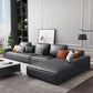 Faux Leather Loose Back Sofa & Chaise 137.8*74*31.5 Recessed Arm Sofa Dark Gray Right Clearhalo 'furn' 'furn_sectionals' 'Furniture' 'furniture_sectionals' 'Living Room Furniture' 'Sectionals' 5045557