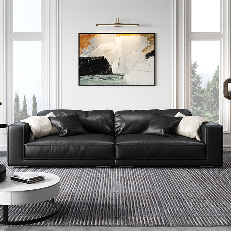 Glam Style Sectional Latex Upholstery Filled Faux Leather White/grey/black/orange Sofa Black Horizontal Clearhalo 'furn' 'furn_sectionals' 'Furniture' 'furniture_sectionals' 'Living Room Furniture' 'Sectionals' 5045560