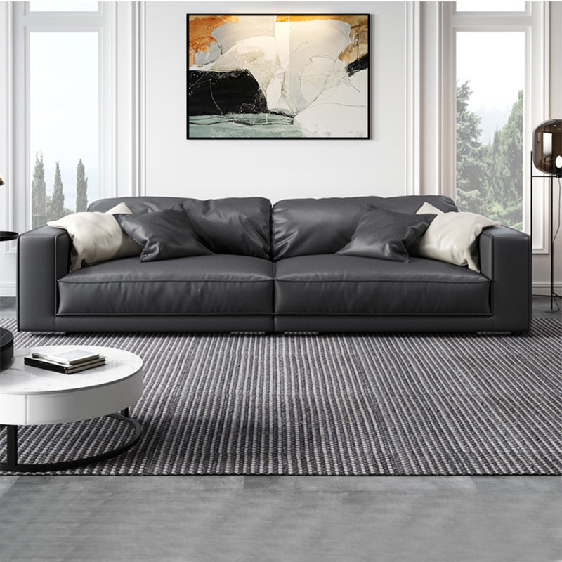 Glam Style Sectional Latex Upholstery Filled Faux Leather White/grey/black/orange Sofa Grey Horizontal Clearhalo 'furn' 'furn_sectionals' 'Furniture' 'furniture_sectionals' 'Living Room Furniture' 'Sectionals' 5045561