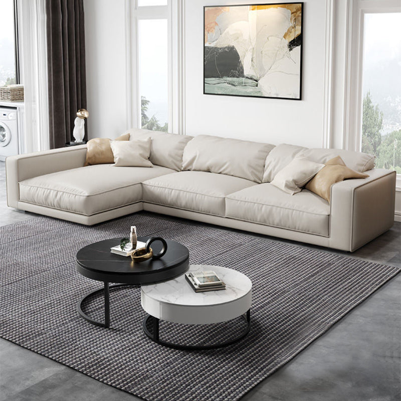 Glam Style Sectional Latex Upholstery Filled Faux Leather White/grey/black/orange Sofa White Left Clearhalo 'furn' 'furn_sectionals' 'Furniture' 'furniture_sectionals' 'Living Room Furniture' 'Sectionals' 5045564
