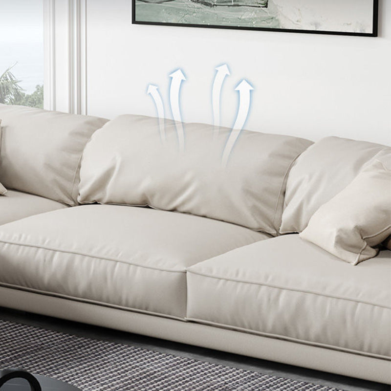 Glam Style Sectional Latex Upholstery Filled Faux Leather White/grey/black/orange Sofa Clearhalo 'furn' 'furn_sectionals' 'Furniture' 'furniture_sectionals' 'Living Room Furniture' 'Sectionals' 5045573