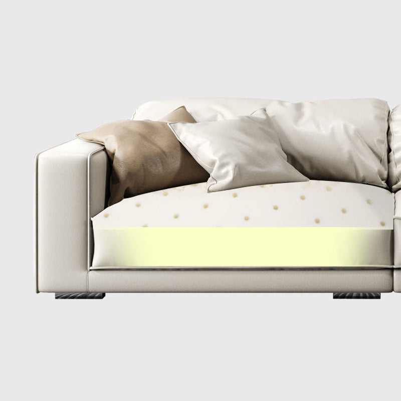 Glam Style Sectional Latex Upholstery Filled Faux Leather White/grey/black/orange Sofa Clearhalo 'furn' 'furn_sectionals' 'Furniture' 'furniture_sectionals' 'Living Room Furniture' 'Sectionals' 5045574