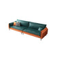 Square Arm Contemporary Faux Leather Sofa Couch in Green and Orange Clearhalo 'furn' 'furn_sofas' 'Furniture' 'furniture_sofas' 'Living Room Furniture' 'Sofa' 'sofas' 5045589