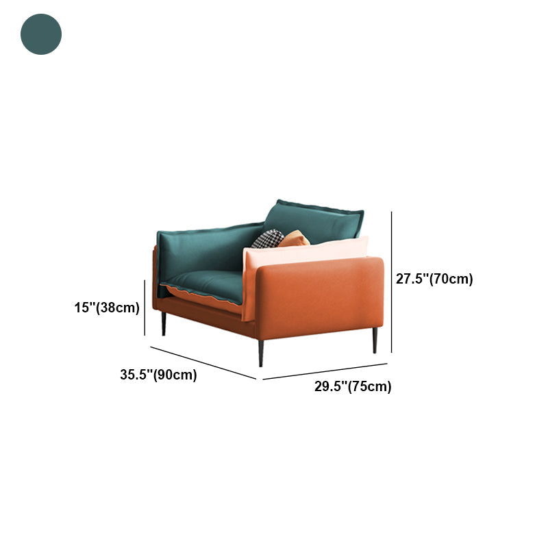 Square Arm Contemporary Faux Leather Sofa Couch in Green and Orange Clearhalo 'furn' 'furn_sofas' 'Furniture' 'furniture_sofas' 'Living Room Furniture' 'Sofa' 'sofas' 5045590