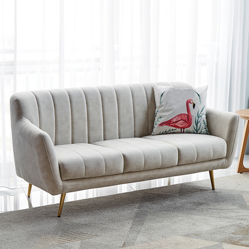 30.3"H Sewn Pillow Back Faux Leather Flared Arm Sofa for Living Room 83"L x 29.5"W x 30"H Off-White Clearhalo 'furn' 'furn_sofas' 'Furniture' 'furniture_sofas' 'Living Room Furniture' 'Sofa' 'sofas' 5045608