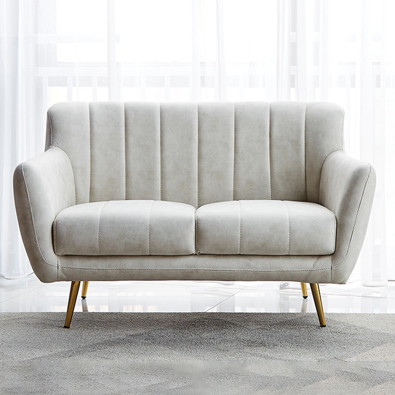 30.3"H Sewn Pillow Back Faux Leather Flared Arm Sofa for Living Room Off-White Clearhalo 'furn' 'furn_sofas' 'Furniture' 'furniture_sofas' 'Living Room Furniture' 'Sofa' 'sofas' 5045611